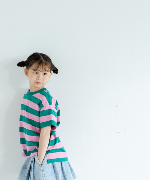 LOWRYS FARM（ローリーズファーム）の「フトボーダーＢＩＧＴ　 319681（Tシャツ/カットソー・キッズ・グレー/ブラック/ネイビー/パープル/レッド/グリーン/オレンジ・110cm/120cm/130cm/140cm/150cm）」の3枚目の写真