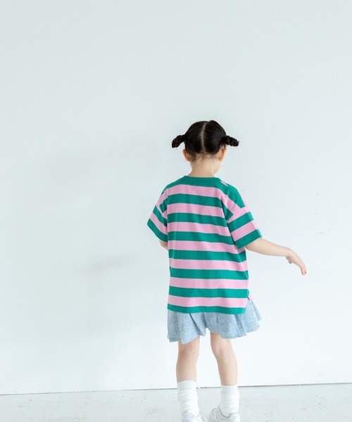 LOWRYS FARM（ローリーズファーム）の「フトボーダーＢＩＧＴ　 319681（Tシャツ/カットソー・キッズ・グレー/ブラック/ネイビー/パープル/レッド/グリーン/オレンジ・110cm/120cm/130cm/140cm/150cm）」の20枚目の写真