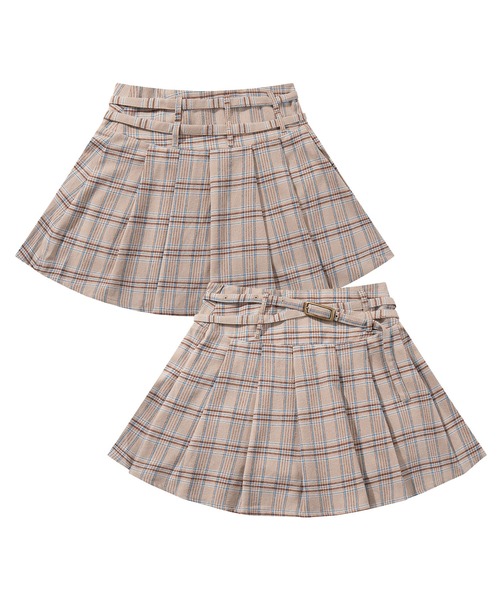 HOOK（フック）の「【HOOK】for girls 　チェック柄ボックスプリーツミニスカート（スカート・レディース・グリーン/ピンク/ベージュ・SMALL/MEDIUM/LARGE）」の2枚目の写真