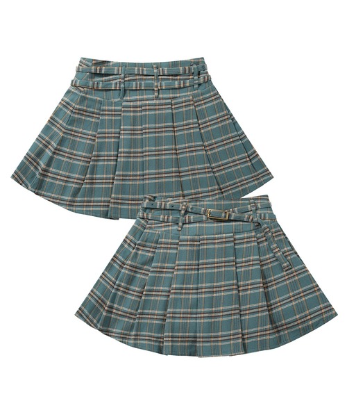 HOOK（フック）の「【HOOK】for girls 　チェック柄ボックスプリーツミニスカート（スカート・レディース・グリーン/ピンク/ベージュ・SMALL/MEDIUM/LARGE）」の3枚目の写真