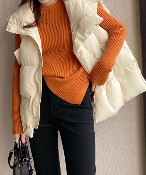 Miniministore(ミニミニストア)の「リブニットトップス 長袖リブカットソー(ニット/セーター・レディース・オレンジ/ダークグレー/ライトベージュ/キャメル/ライトブルー/ブラック/ライトグレー/ホワイト/ブラウン・FREE)」の18枚目の写真