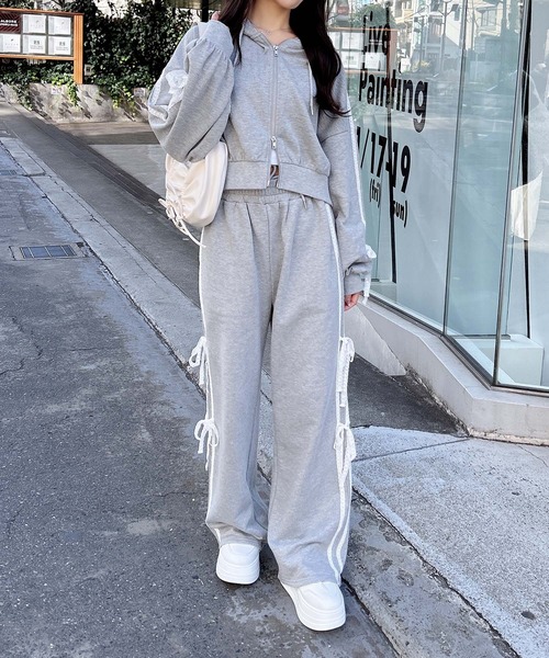 INGNI（イング）の「レースラインスウェットパンツ(セットアップ対応)（スウェットパンツ・レディース・ブラック×ホワイト/グレー×ホワイト・FREE）」の18枚目の写真