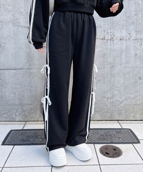 INGNI（イング）の「レースラインスウェットパンツ(セットアップ対応)（スウェットパンツ・レディース・ブラック×ホワイト/グレー×ホワイト・FREE）」の20枚目の写真