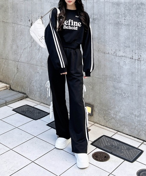 INGNI（イング）の「レースラインスウェットパンツ(セットアップ対応)（スウェットパンツ・レディース・ブラック×ホワイト/グレー×ホワイト・FREE）」の22枚目の写真