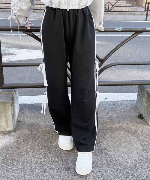 INGNI（イング）の「レースラインスウェットパンツ(セットアップ対応)（スウェットパンツ・レディース・ブラック×ホワイト/グレー×ホワイト・FREE）」の14枚目の写真