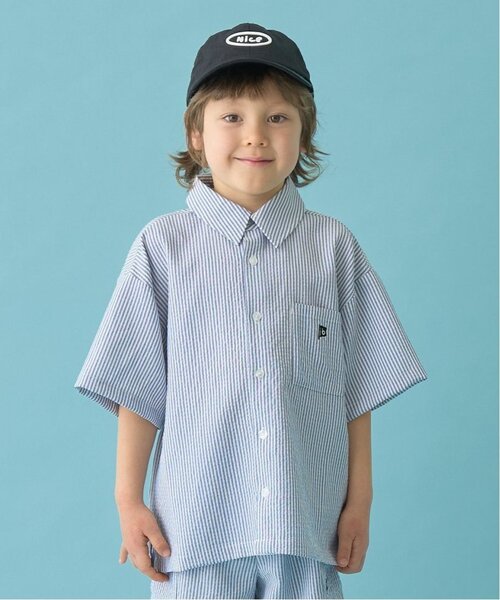 b・ROOM（ビールーム）の「【セットアップ可能】ビッグシルエットアソート半袖シャツ（シャツ/ブラウス・キッズ・ミント/イエロー/ブルー/ブラック/アイボリー/ブルー系その他2/ベージュ/モスグリーン/カラフル/ネイビー・120cm/150cm/140cm/130cm/100cm/110cm）」の6枚目の写真