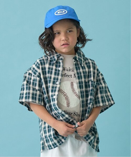 b・ROOM（ビールーム）の「【セットアップ可能】ビッグシルエットアソート半袖シャツ（シャツ/ブラウス・キッズ・ミント/イエロー/ブルー/ブラック/アイボリー/ブルー系その他2/ベージュ/モスグリーン/カラフル/ネイビー・120cm/150cm/140cm/130cm/100cm/110cm）」の4枚目の写真