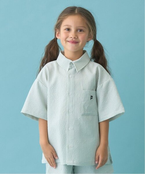 b・ROOM（ビールーム）の「【セットアップ可能】ビッグシルエットアソート半袖シャツ（シャツ/ブラウス・キッズ・ミント/イエロー/ブルー/ブラック/アイボリー/ブルー系その他2/ベージュ/モスグリーン/カラフル/ネイビー・120cm/150cm/140cm/130cm/100cm/110cm）」の5枚目の写真