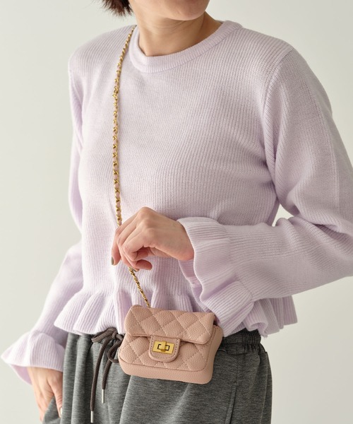 ZAKKA-BOX（ザッカボックス）の「ミニミニキルティングポシェット（ショルダーバッグ・レディース・ピンク/ホワイト/ブラック・FREE）」の3枚目の写真