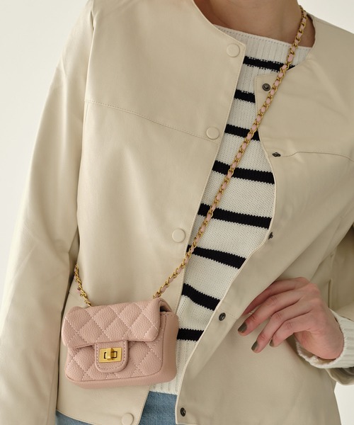 ZAKKA-BOX（ザッカボックス）の「ミニミニキルティングポシェット（ショルダーバッグ・レディース・ピンク/ホワイト/ブラック・FREE）」の6枚目の写真