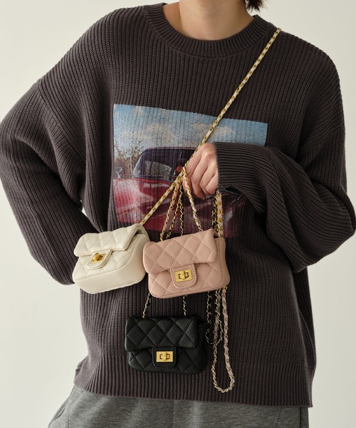 ZAKKA-BOX（ザッカボックス）の「ミニミニキルティングポシェット（ショルダーバッグ・レディース・ピンク/ホワイト/ブラック・FREE）」の14枚目の写真