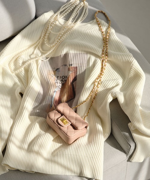 ZAKKA-BOX（ザッカボックス）の「ミニミニキルティングポシェット（ショルダーバッグ・レディース・ピンク/ホワイト/ブラック・FREE）」の7枚目の写真