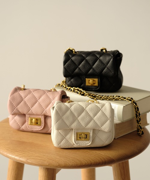 ZAKKA-BOX（ザッカボックス）の「ミニミニキルティングポシェット（ショルダーバッグ・レディース・ピンク/ホワイト/ブラック・FREE）」の4枚目の写真