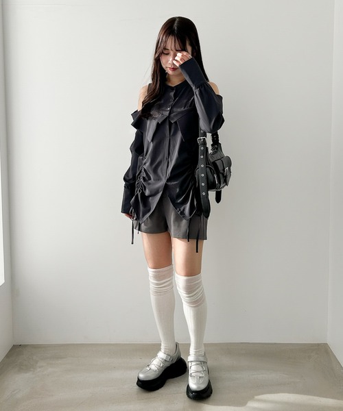 Heather(ヘザー)の「ショルダーカットチュニックブラウス 324853(シャツ/ブラウス・レディース・グレー系その他/オフホワイト/チャコールグレー・FREE)」の22枚目の写真
