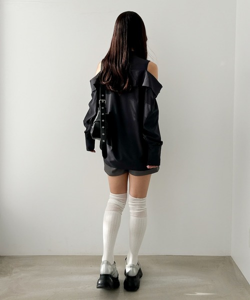 セール】ショルダーカットチュニックブラウス 324853（シャツ