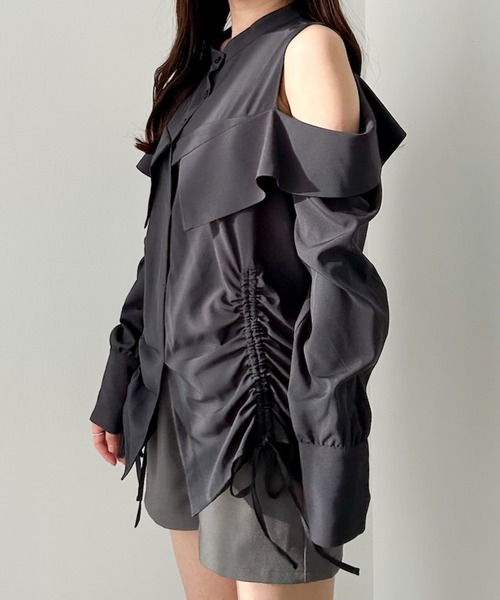 Heather(ヘザー)の「ショルダーカットチュニックブラウス 324853(シャツ/ブラウス・レディース・グレー系その他/オフホワイト/チャコールグレー・FREE)」の20枚目の写真