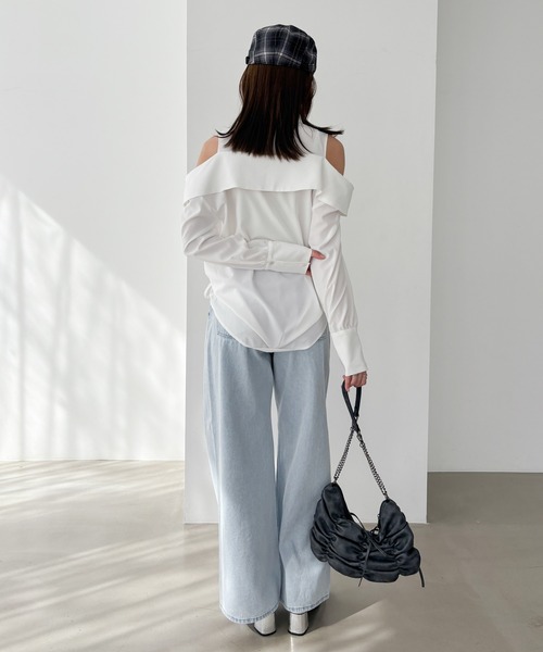 Heather(ヘザー)の「ショルダーカットチュニックブラウス 324853(シャツ/ブラウス・レディース・グレー系その他/オフホワイト/チャコールグレー・FREE)」の19枚目の写真