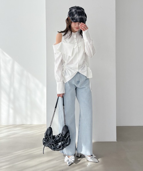 Heather(ヘザー)の「ショルダーカットチュニックブラウス 324853(シャツ/ブラウス・レディース・グレー系その他/オフホワイト/チャコールグレー・FREE)」の16枚目の写真