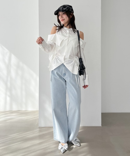 Heather(ヘザー)の「ショルダーカットチュニックブラウス 324853(シャツ/ブラウス・レディース・グレー系その他/オフホワイト/チャコールグレー・FREE)」の18枚目の写真