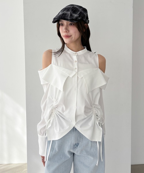 VIVETTA カットアウト ショルダー ブラウス ショルダーカットアウトフロントジップシャツ〔メール便可／100