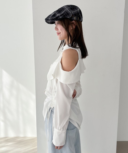Heather(ヘザー)の「ショルダーカットチュニックブラウス 324853(シャツ/ブラウス・レディース・グレー系その他/オフホワイト/チャコールグレー・FREE)」の14枚目の写真