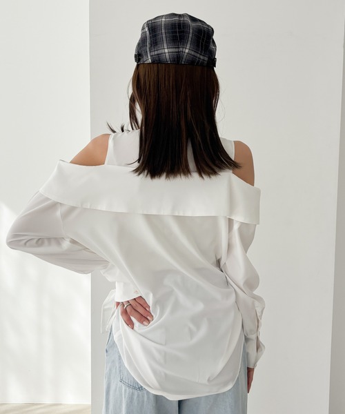 Heather(ヘザー)の「ショルダーカットチュニックブラウス 324853(シャツ/ブラウス・レディース・グレー系その他/オフホワイト/チャコールグレー・FREE)」の15枚目の写真