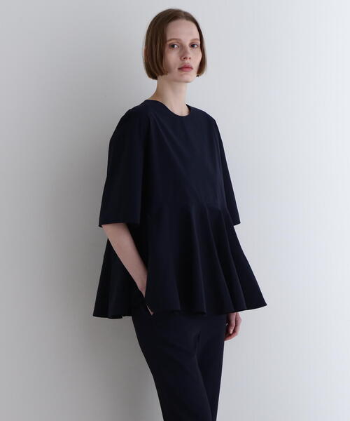 LE PHIL（ルフィル）の「◆SOLOTEX ブロードフレアブラウス（シャツ/ブラウス・レディース・ホワイト/ネイビー/グレー/ブラック・F）」の4枚目の写真