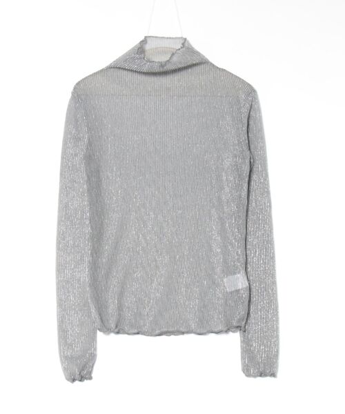 STYLEBLOCK（スタイルブロック）の「ラメプリーツシアータートルトップス（Tシャツ/カットソー・レディース・オフホワイト/グレー/ライトベージュ/ブラック/ピンク・M）」の4枚目の写真