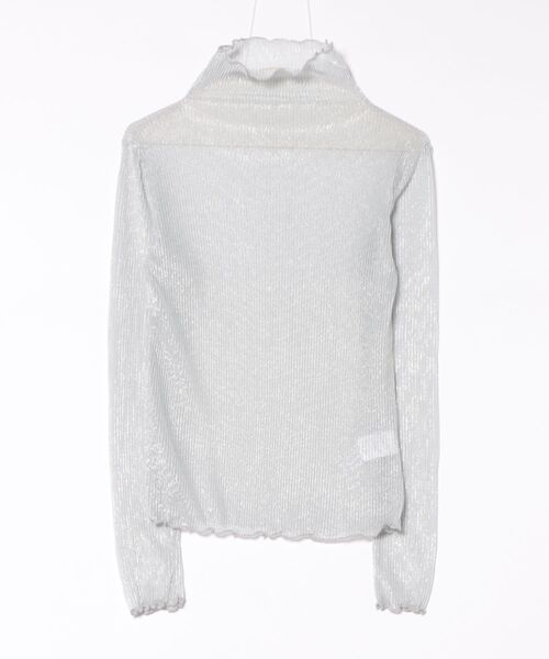 STYLEBLOCK（スタイルブロック）の「ラメプリーツシアータートルトップス（Tシャツ/カットソー・レディース・オフホワイト/グレー/ライトベージュ/ブラック/ピンク・M）」の3枚目の写真