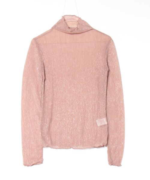 STYLEBLOCK（スタイルブロック）の「ラメプリーツシアータートルトップス（Tシャツ/カットソー・レディース・オフホワイト/グレー/ライトベージュ/ブラック/ピンク・M）」の5枚目の写真