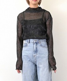 STYLEBLOCK | ラメプリーツシアータートルトップス(Tシャツ/カットソー)