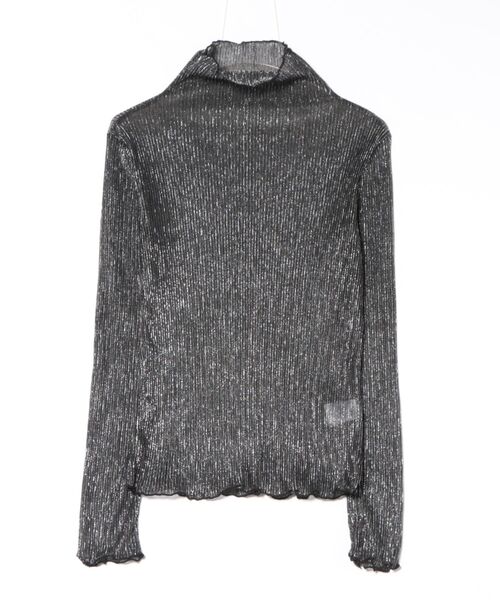 STYLEBLOCK（スタイルブロック）の「ラメプリーツシアータートルトップス（Tシャツ/カットソー・レディース・オフホワイト/グレー/ライトベージュ/ブラック/ピンク・M）」の7枚目の写真