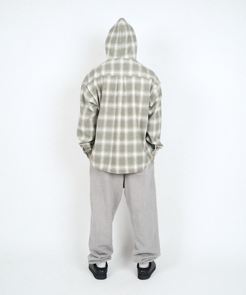 #Re:room（リルーム）の「チェックフーディーシャツ（シャツ/ブラウス・メンズ・グレー/ネイビー・FREE）」の14枚目の写真