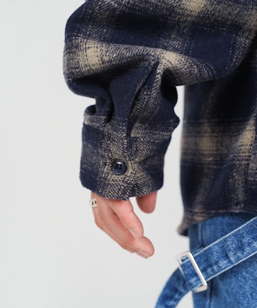 #Re:room（リルーム）の「チェックフーディーシャツ（シャツ/ブラウス・メンズ・グレー/ネイビー・FREE）」の9枚目の写真