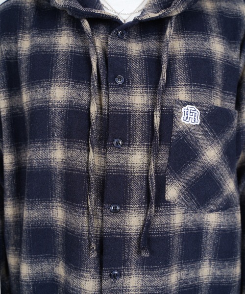 #Re:room（リルーム）の「チェックフーディーシャツ（シャツ/ブラウス・メンズ・グレー/ネイビー・FREE）」の7枚目の写真