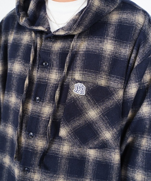 #Re:room（リルーム）の「チェックフーディーシャツ（シャツ/ブラウス・メンズ・グレー/ネイビー・FREE）」の8枚目の写真