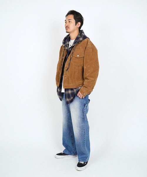 #Re:room（リルーム）の「チェックフーディーシャツ（シャツ/ブラウス・メンズ・グレー/ネイビー・FREE）」の4枚目の写真