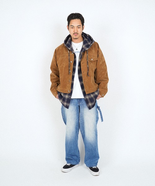 #Re:room（リルーム）の「チェックフーディーシャツ（シャツ/ブラウス・メンズ・グレー/ネイビー・FREE）」の3枚目の写真