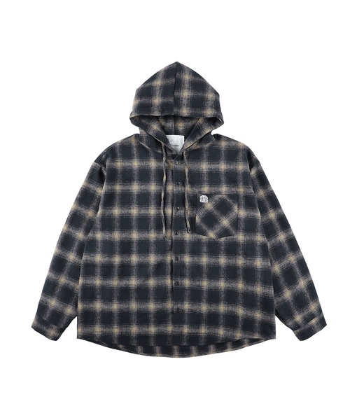 #Re:room（リルーム）の「チェックフーディーシャツ（シャツ/ブラウス・メンズ・グレー/ネイビー・FREE）」の10枚目の写真