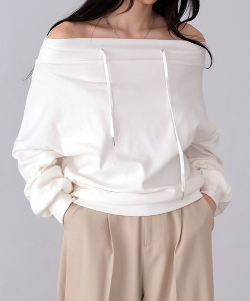 セール】オフショルダースウェットプルオーバー（Tシャツ/カットソー