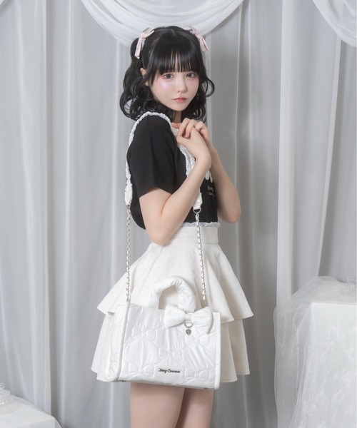 Honey Cinnamon(ハニーシナモン)の「リボンチャーム付きキルティングバッグ(ショルダーバッグ・レディース・ホワイト/ピンク・FREE)」の17枚目の写真