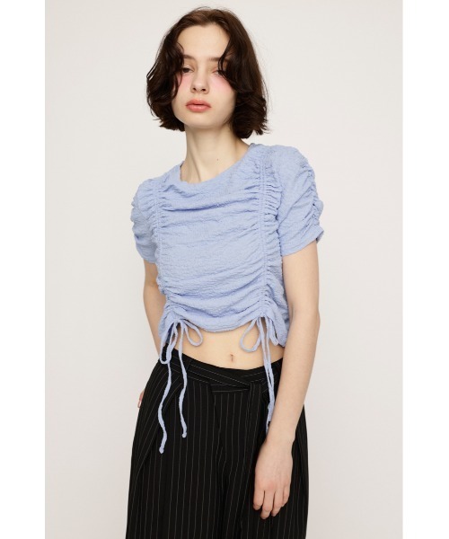 SLY(スライ)の「SHIRRING CUT TOPS シャーリング カット トップス 夏服 半袖(Tシャツ/カットソー・レディース・オフホワイト/ブラック/ライトブルー・FREE)」の15枚目の写真