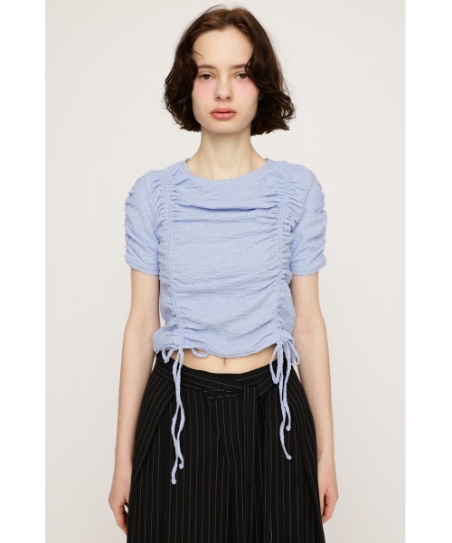 SLY(スライ)の「SHIRRING CUT TOPS シャーリング カット トップス 夏服 半袖(Tシャツ/カットソー・レディース・オフホワイト/ブラック/ライトブルー・FREE)」の17枚目の写真