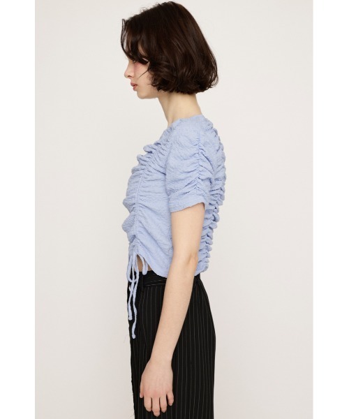 SLY(スライ)の「SHIRRING CUT TOPS シャーリング カット トップス 夏服 半袖(Tシャツ/カットソー・レディース・オフホワイト/ブラック/ライトブルー・FREE)」の19枚目の写真