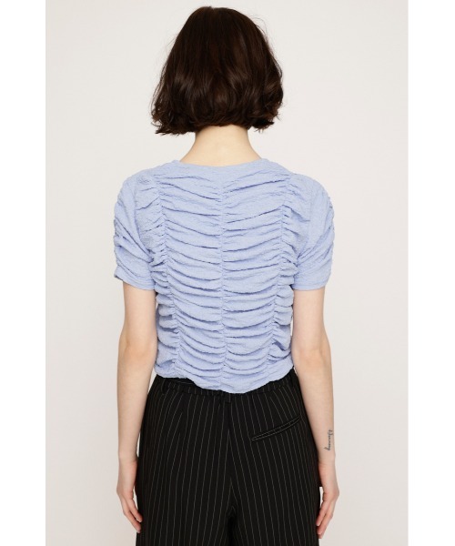 SLY(スライ)の「SHIRRING CUT TOPS シャーリング カット トップス 夏服 半袖(Tシャツ/カットソー・レディース・オフホワイト/ブラック/ライトブルー・FREE)」の20枚目の写真