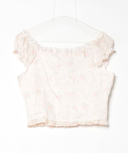 gossip!ロサンゼルス(ゴシップロサンゼルス)の「Y2K風 【夏新作】レトロ 小花柄レース パフスリーブ トップス(Tシャツ/カットソー・レディース・オフホワイト・FREE)」の3枚目の写真