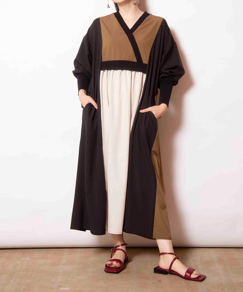 OSMOSIS（オズモーシス）の「切替ギャザーワンピース（ワンピース・レディース・その他/ベージュ/ブラック・ONE SIZE）」の19枚目の写真