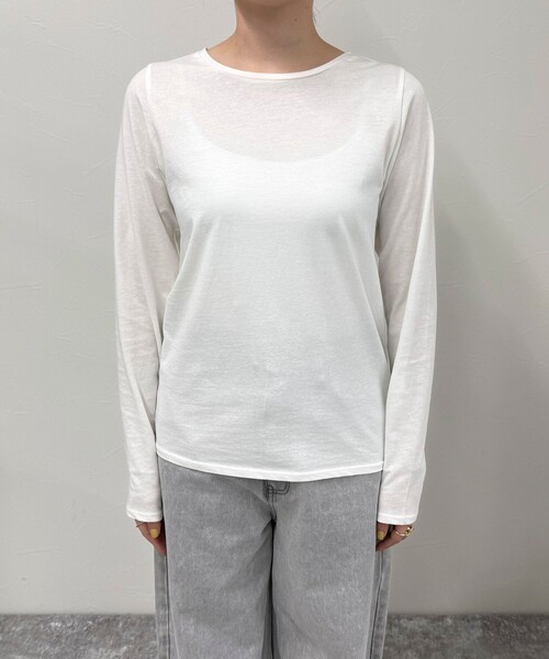 fredy emue(フレディエミュ)の「ハイツイストコットンコンパクトロンTシャツ(Tシャツ/カットソー・レディース・ホワイト系その他/イエロー/ブラック/グレイッシュベージュ/オフホワイト・38)」の10枚目の写真