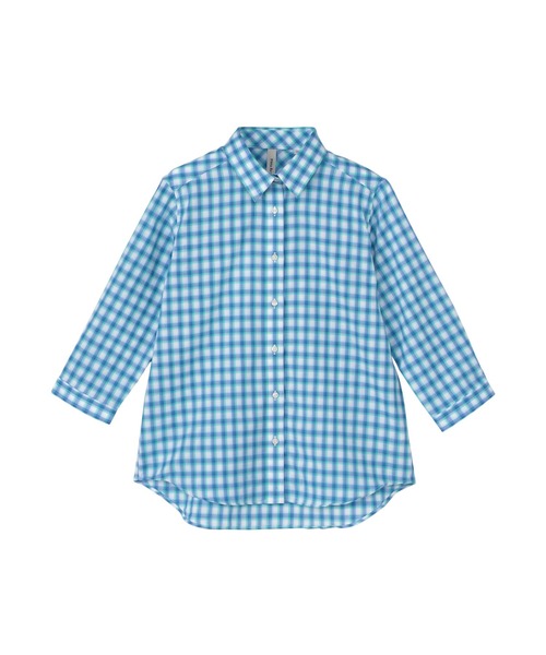 TOKYO SHIRTS（トウキョウシャツ）の「【Pitta Re:)】ふわっとガーゼシャツ 七分袖 綿100% レディースカジュアルシャツ（シャツ/ブラウス・レディース・ブルー・LL/S/L/M）」の8枚目の写真