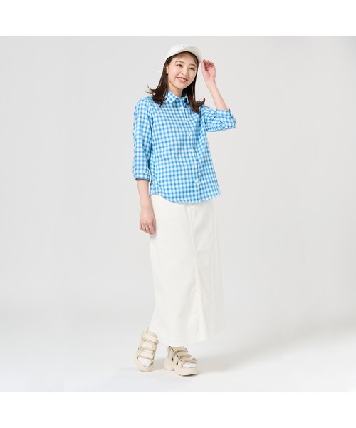 TOKYO SHIRTS（トウキョウシャツ）の「【Pitta Re:)】ふわっとガーゼシャツ 七分袖 綿100% レディースカジュアルシャツ（シャツ/ブラウス・レディース・ブルー・LL/S/L/M）」の6枚目の写真